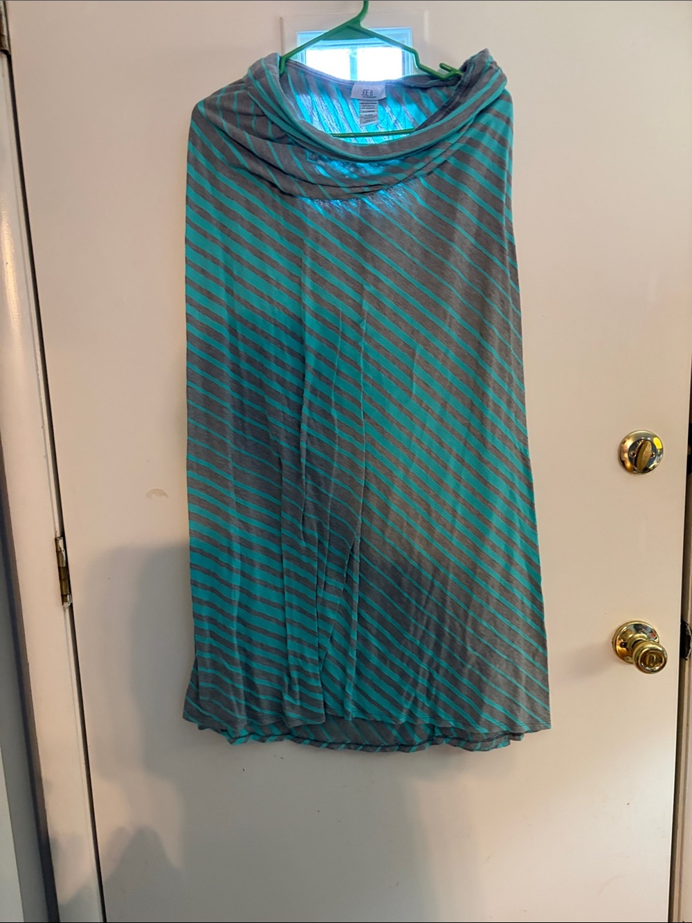 a new day Turquoise and Gray Striped Maxi Skirt